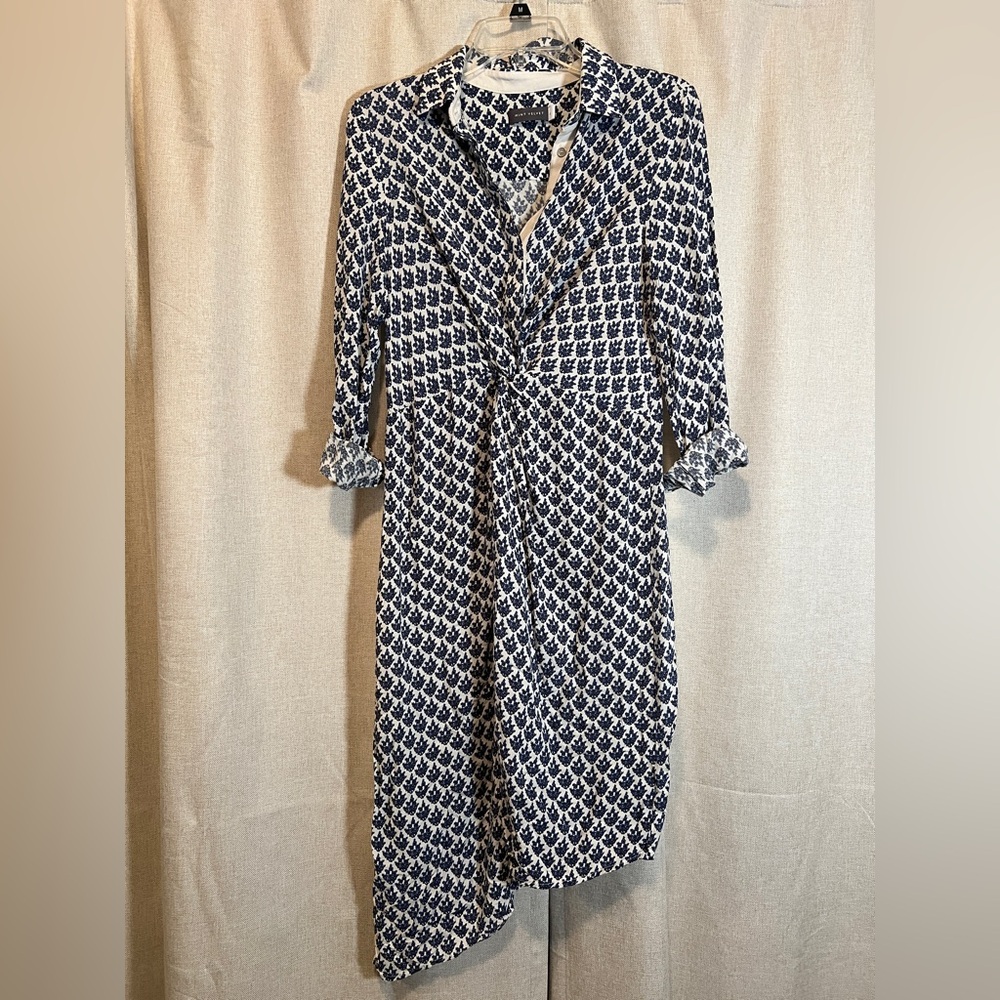 Mint Velvet Blue Twist Front Asymmetric Shirt Dress Size 4 (UK 8) - Picture 2 of 11